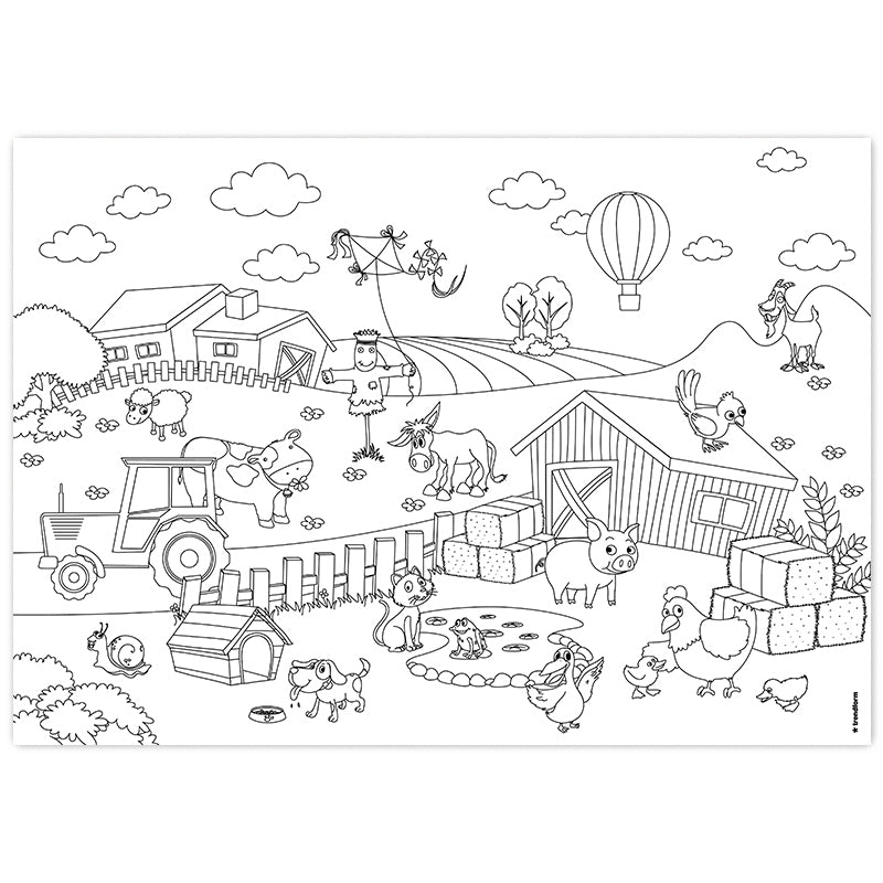 Trendform Tischset für Kinder, Papier, Bauernhof-Motiv – 29,7 × 42 cm – FSC – 12 Stk.