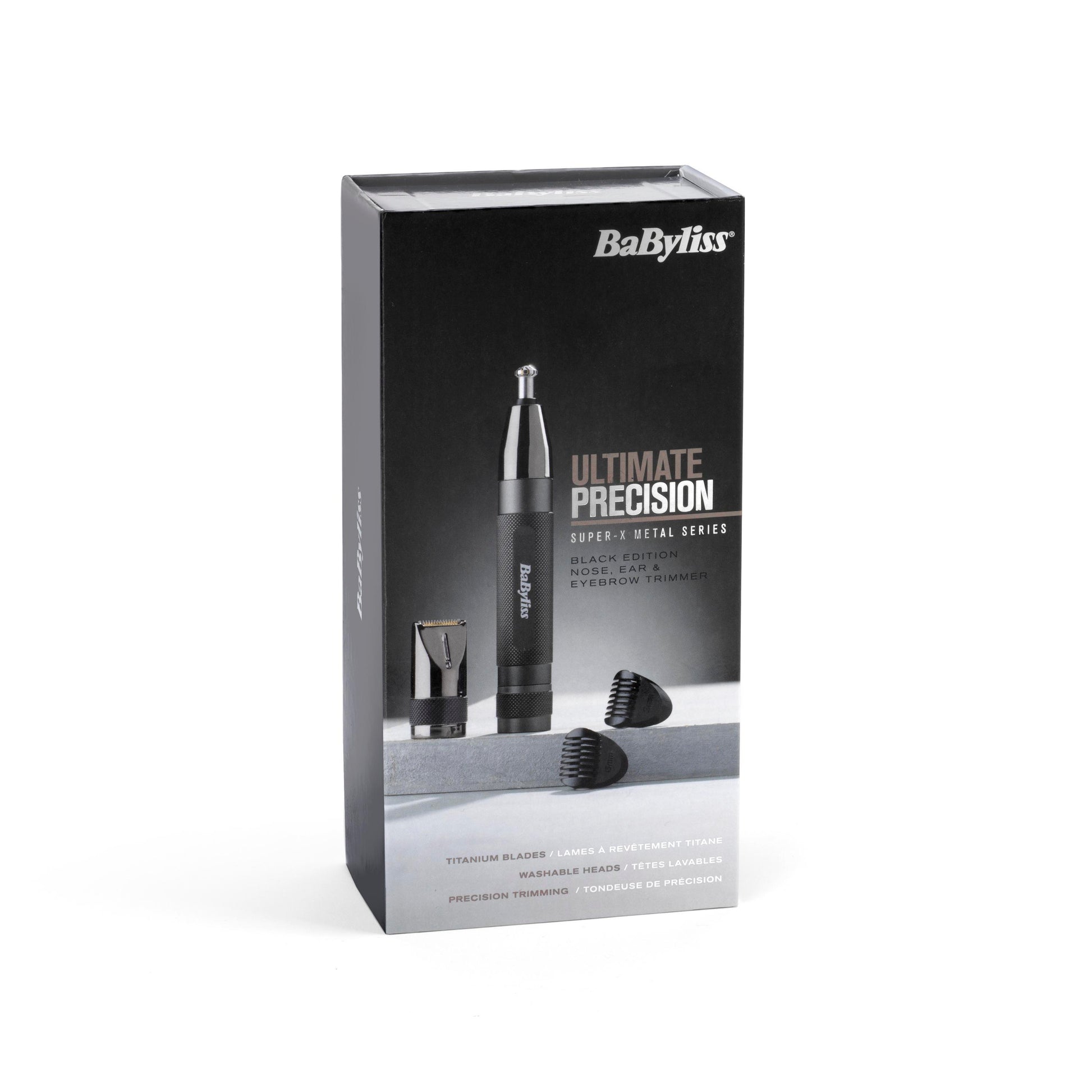 BaByliss Präzisionstrimmer E111E – Nasen-/Ohrhaar, Augenbrauen – Schwarz, Metall – Batteriebetrieben (AA)