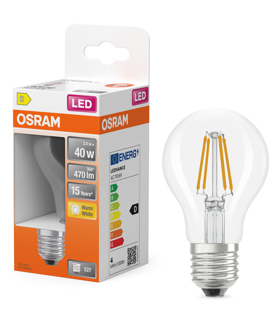 Osram Leuchtmittel – E27, 470 lm, 4 W, 2700 K, transparent