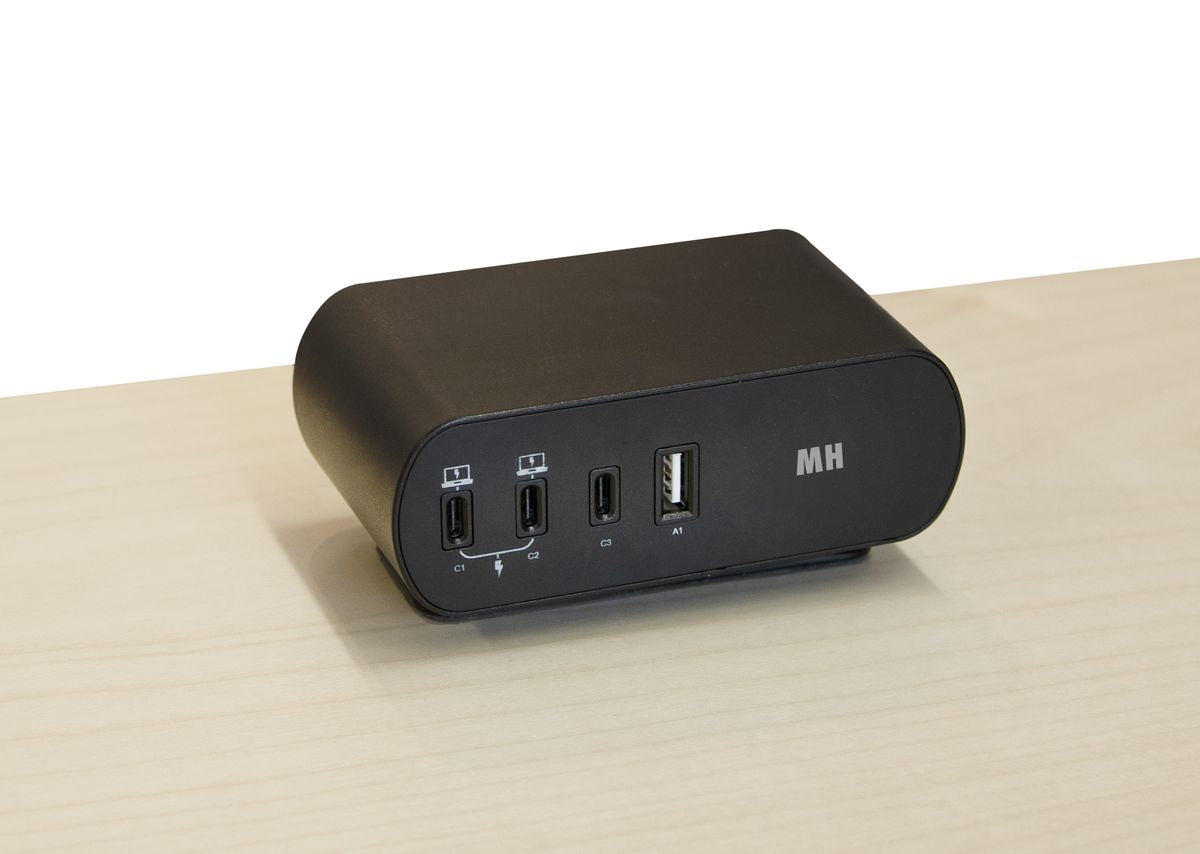 Max Hauri AG Max Hauri PD65W Netzteil – 65 W, 3× USB-C + 1× USB-A, PD, mit 2 m Kabel – für USB-C/USB-A-Geräte