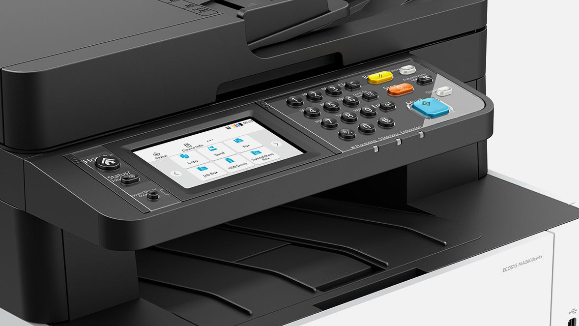 Kyocera ECOSYS MA2600CWFX – Farbiges Laser-MFP A4, 4-in-1 – USB/LAN/WLAN – Duplex, ADF – 26 Seiten/Min S/W