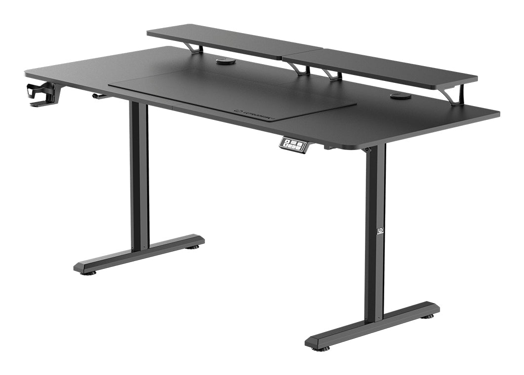 Ultradesk Highlander XXL Gaming-Tisch – 160 × 70 cm, elektrisch höhenverstellbar, schwarz, Stahl