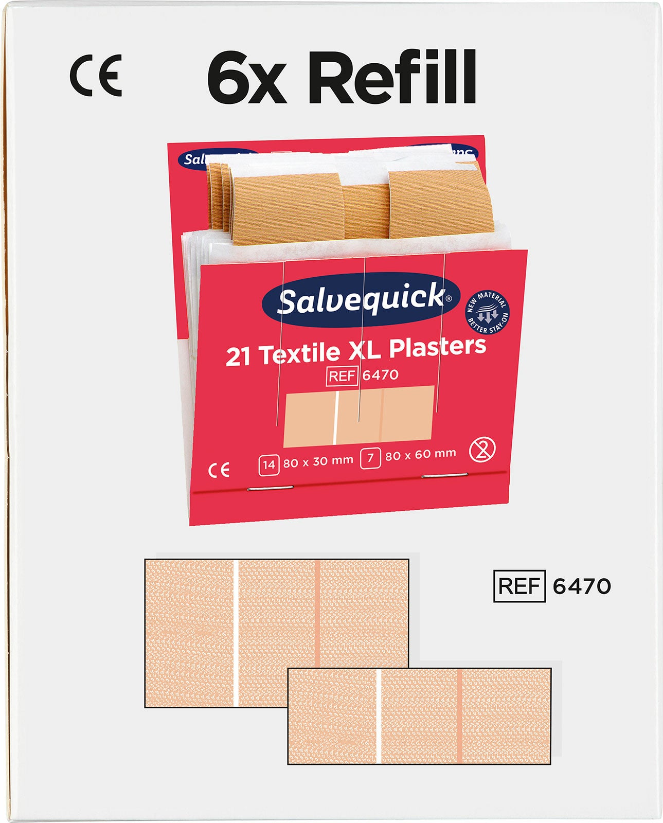 Cederroth Salvequick Pflaster-Nachfüllpackung – 66 × 22 mm, 21 Stück, für Salvequick-Spender