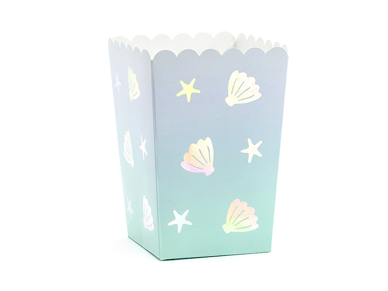 PartyDeco Take-away-Box Narwal, Papier/Karton – 70 × 70 × 125 mm, Blau – 6 Stk.