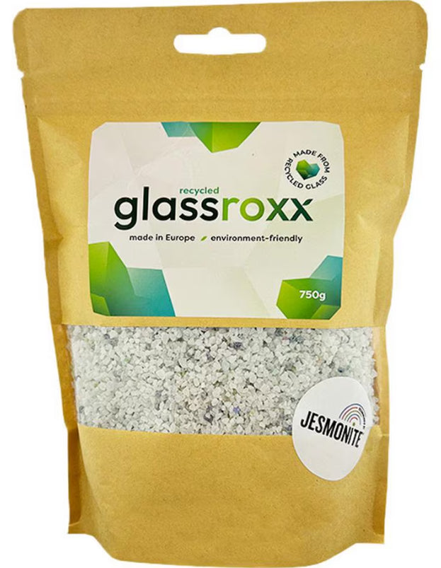GlassRoxx Jesmonite – Perlenmischung, Glas, Weiss, 750 g, Beutelpackung, GlassRoxx UC-9016S-P750GR-RBJ