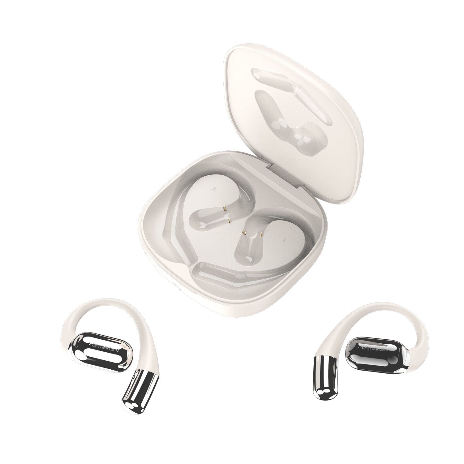 4smarts SkyBuds AI Screen – Ohrbügel-Kopfhörer – Bluetooth, mit Ladebox – Beige – bis 28 h