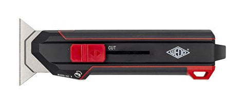 Wedo Cutter & Schaber 2-in-1 Premium – Abbrechmesser 19 mm, Metallgehäuse, gummierte Griffzone, 1 Stk.