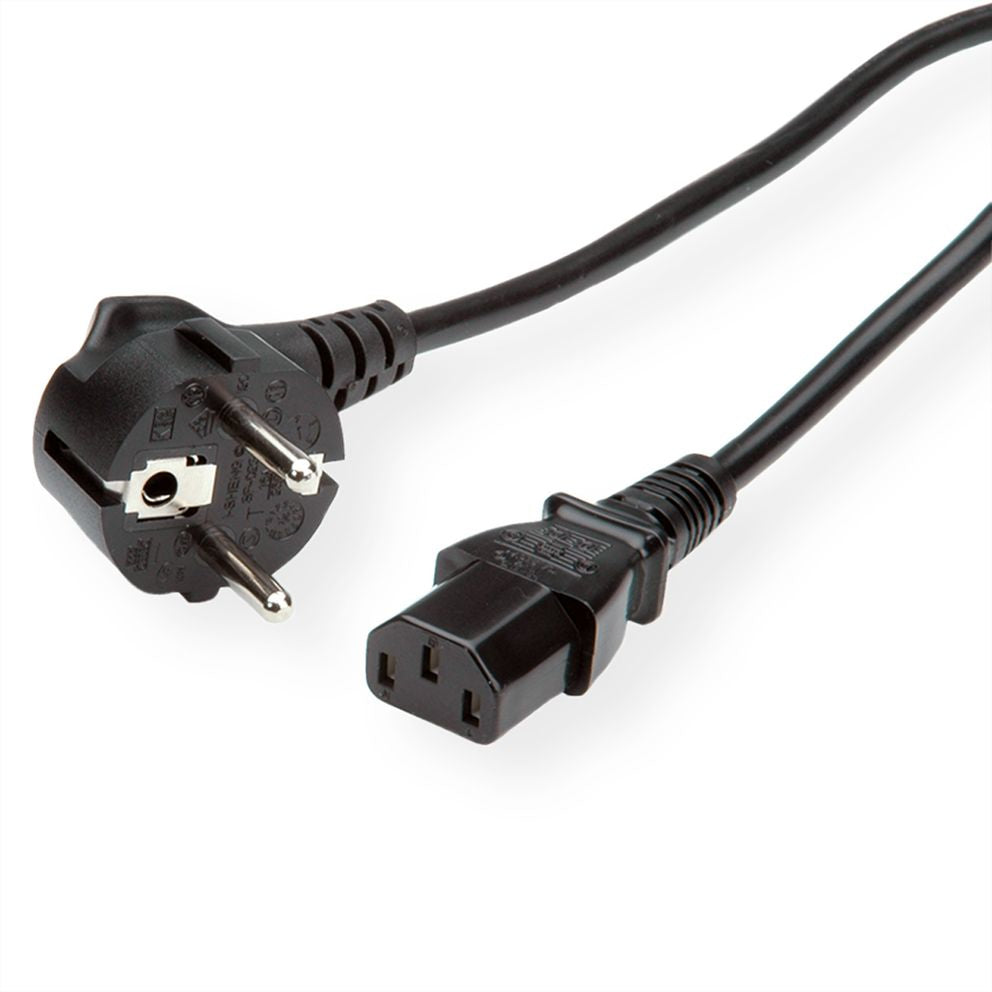 ROLINE GREEN Netzkabel – Schuko (CEE 7/7)–IEC C13, 0,8 m, 250 V/10 A, schwarz