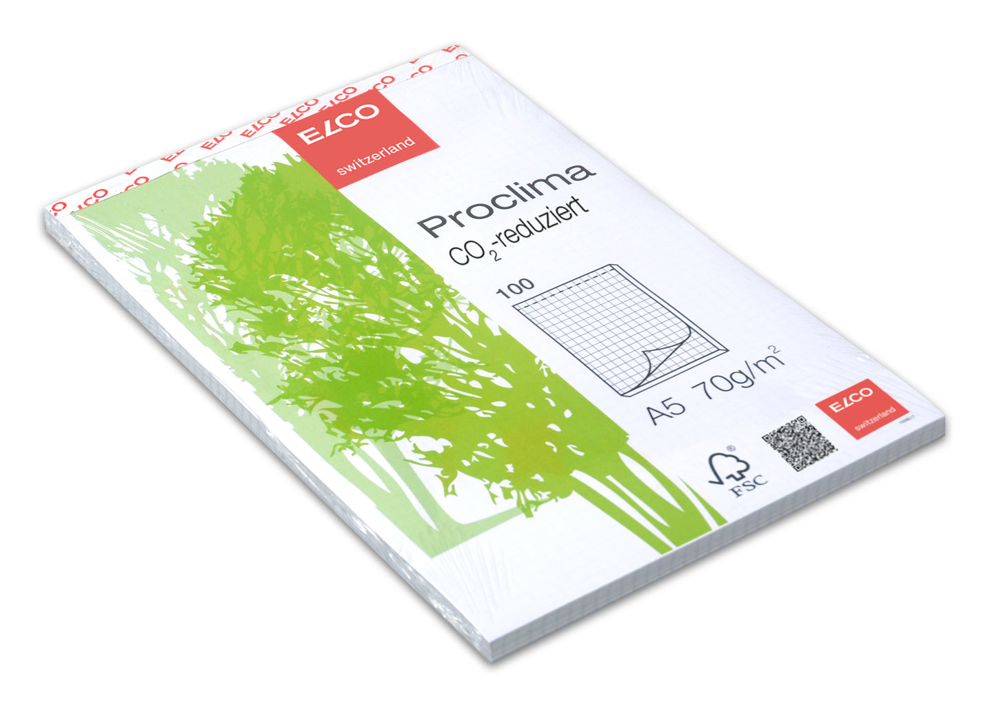Elco Notizblock – A5 – kariert 4 mm – 100 Blatt – 70 g/m², perforiert, weiss, FSC
