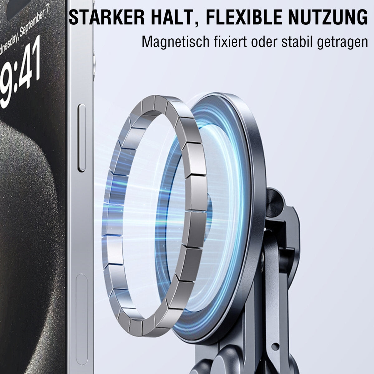 4smarts Laptop-Ständer für Geräte 4,7–17,3" – Magnetische Befestigung, UltiMag-Ring – Grau