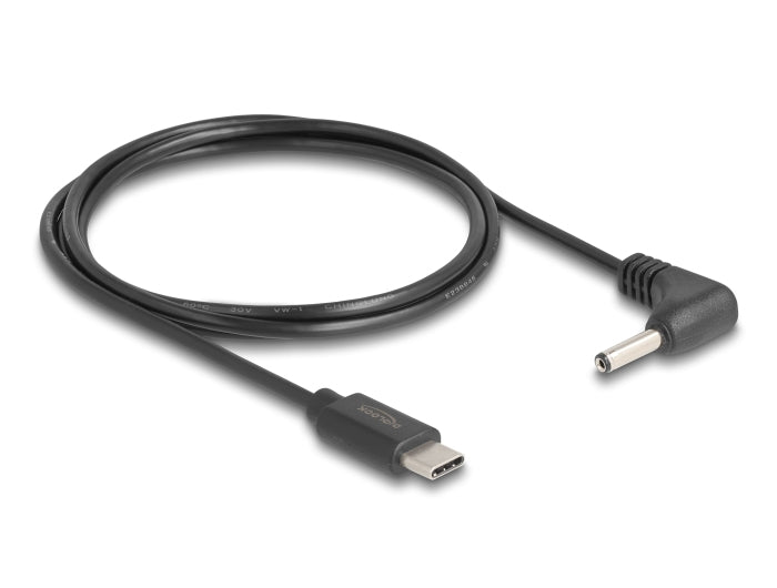 DeLOCK DC-Stromkabel, USB C auf DC-Hohlstecker 3,5×1,35 mm, abgewinkelt, 5 V DC, 1,5 m, Schwarz