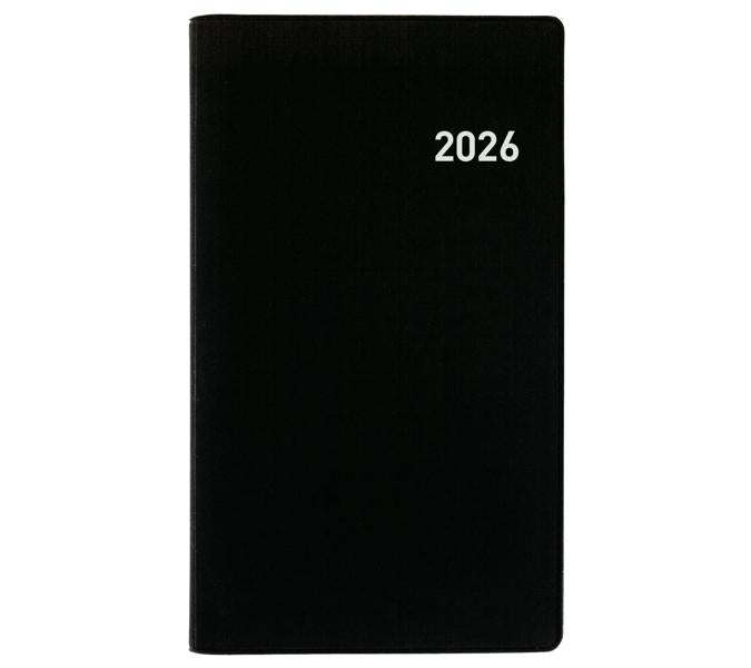 Biella Brüssel Agenda – 1 Woche/2 Seiten, Spiralbindung, 8,5 × 15,3 cm, 2026, Schwarz, FSC