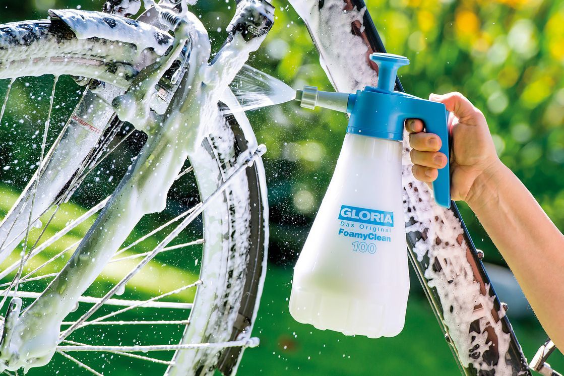 GLORIA FOAMY CLEAN – Schaumsprüher, 1 l, 3 bar, verstellbare Düse, Kunststoff, Blau/Weiss