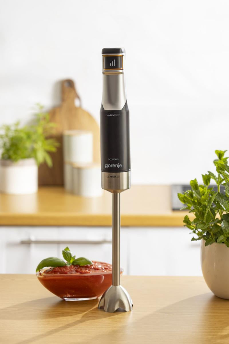 Gorenje Stabmixer HBX1500VX – 1500 W, 0,5 l Zerkleinerer, Schneebesen – schwarz/grau
