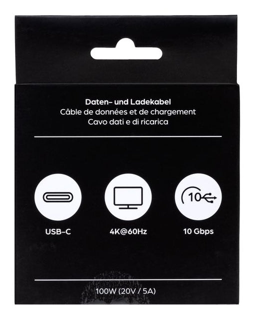 ONIT USB-C auf USB-C Kabel – USB 3.2 Gen 2 (10 Gbit/s) – 1 m – PD 100 W – Textilmantel – Schwarz/Grau