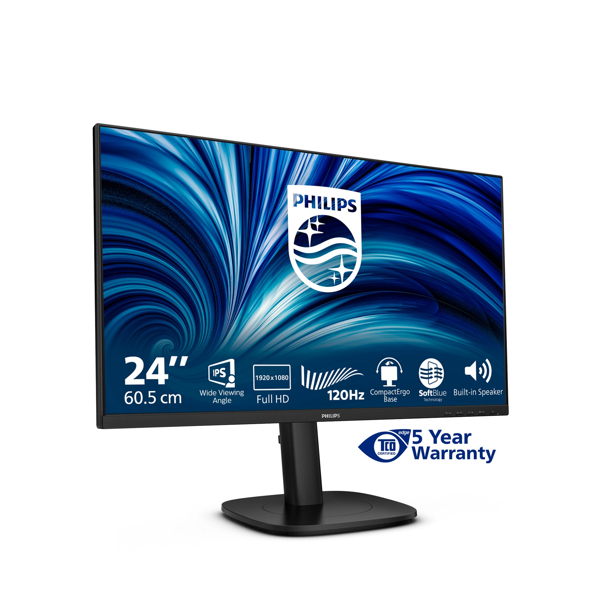 Philips 24B2N3200J/000 – Monitor, 23,8", IPS, 120 Hz, 300 cd/m², USB-Hub, Lautsprecher, Adaptive Sync, Schwarz