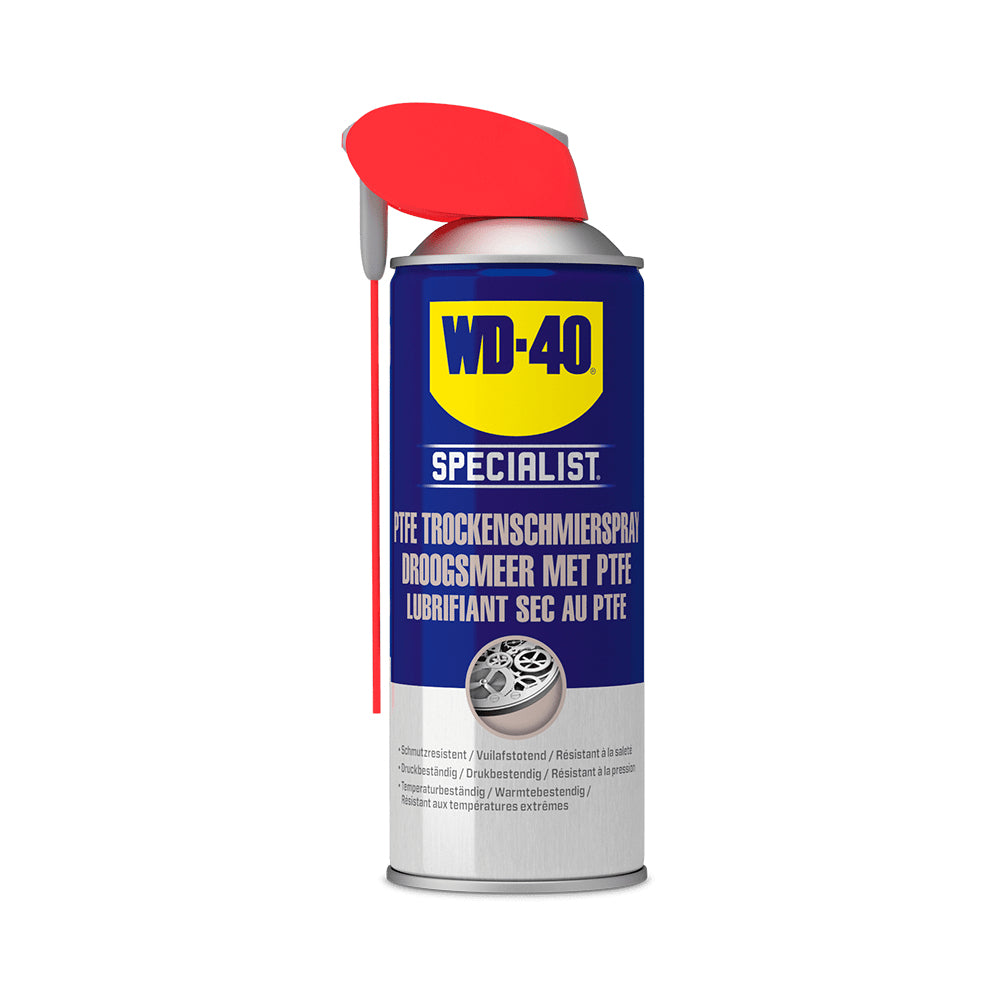 WD-40 PTFE-Trockenschmierspray – Transparent, für Metall, Glas, Kunststoff, 400 ml, −45 bis +260 °C