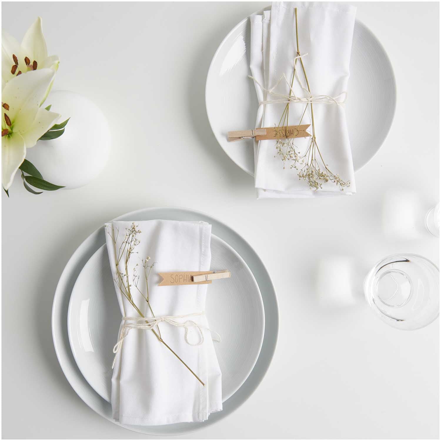 Rico Design Stoffserviette Weiss – 45 × 45 cm, Baumwolle – 2-er-Set