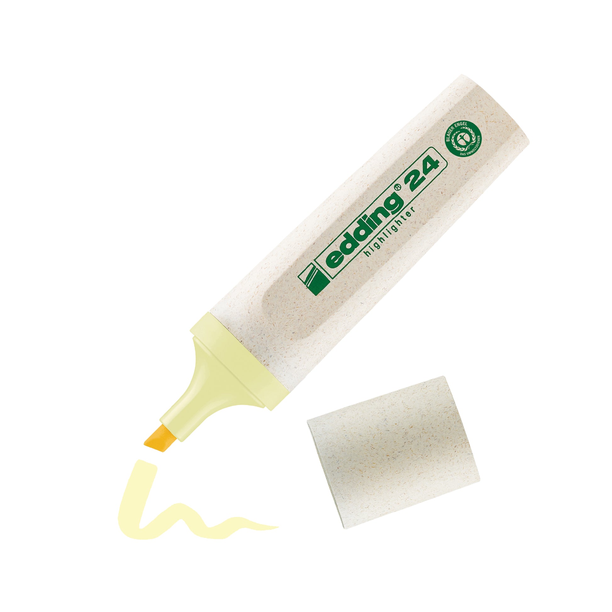 Edding EcoLine Textmarker Pastellgelb – Keilspitze, 2–5 mm, nachfüllbar, Blauer Engel