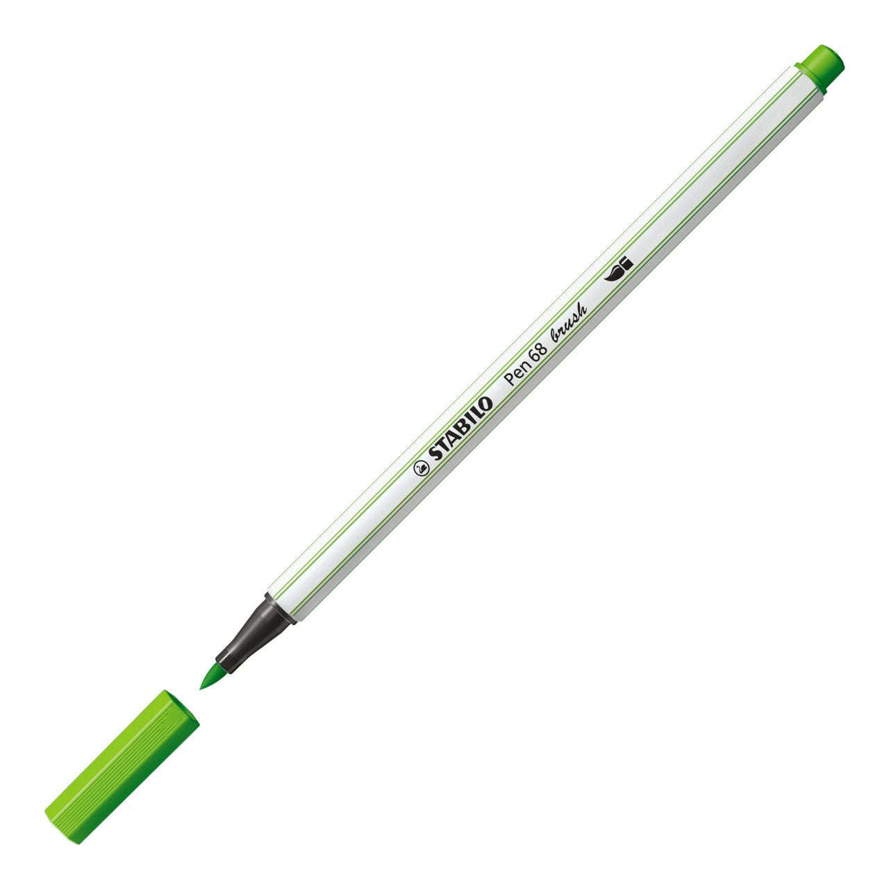 STABILO Pen 68 Brush Filzstift – Pinselspitze, wasserbasiert, Hellgrün