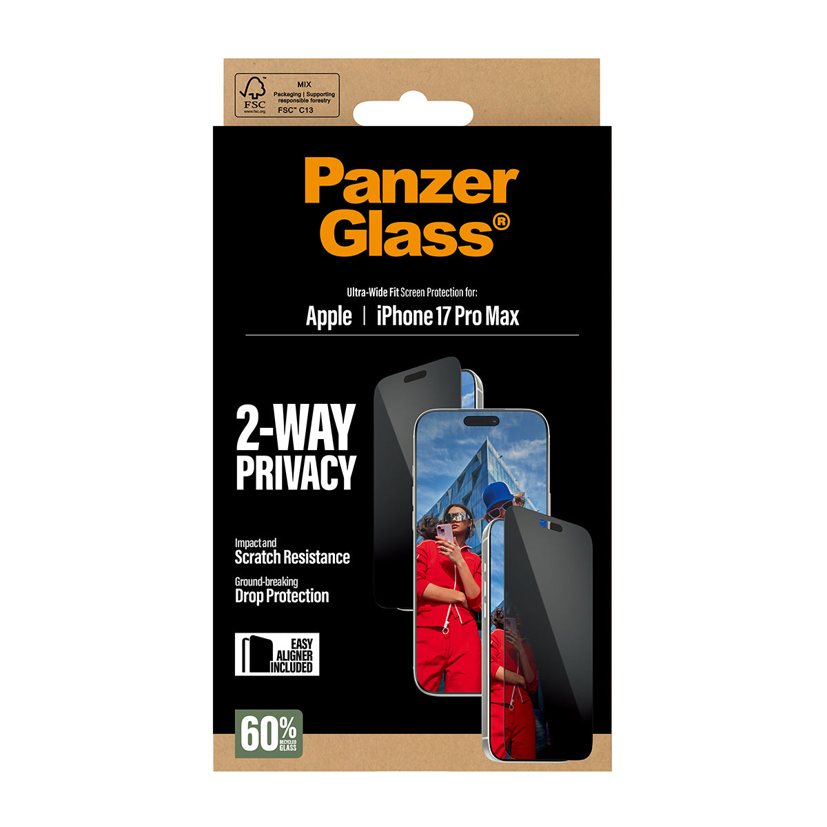 PanzerGlass Privacy-Folie – für Apple iPhone 17 Pro Max – kratzfest