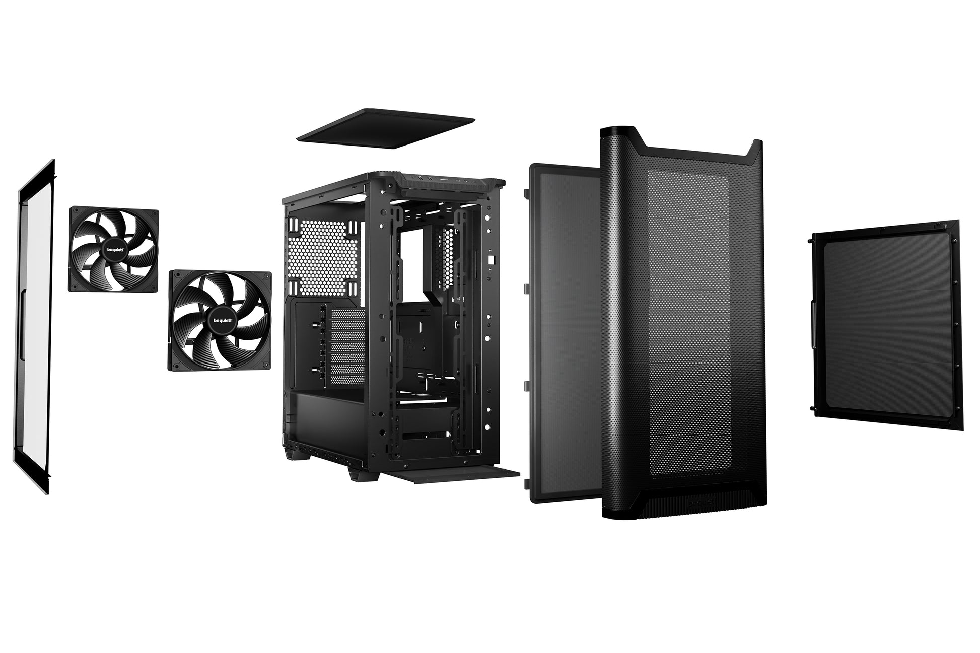 be quiet! be quiet Pure Base 501 Window – Midi Tower, Schwarz, Seitenfenster, 1×140 mm vorne, 1×140 mm hinten, ATX