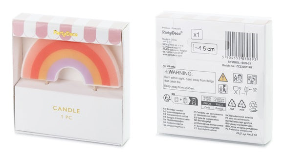 PartyDeco Geburtstagskerzen Regenbogen – mehrfarbig – 4,5 cm – 1 Stk