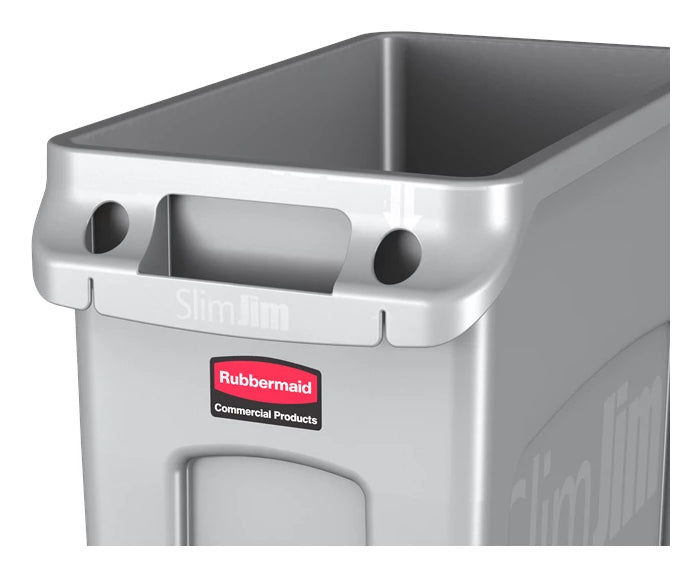 Rubbermaid Recyclingbox Slim Jim – 87 l – Kunststoff, rechteckig – gelb, ohne Deckel, mit Lüftungskanälen