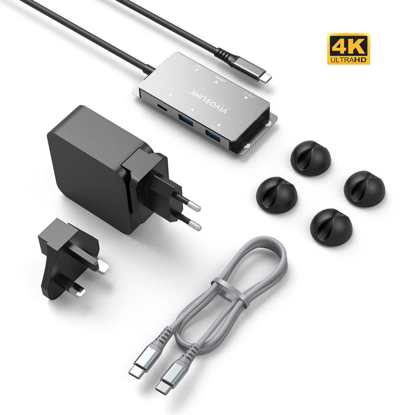 Vivolink VLUSBCHUB Multiport-Adapter – USB-C, 1× DP, 1× HDMI