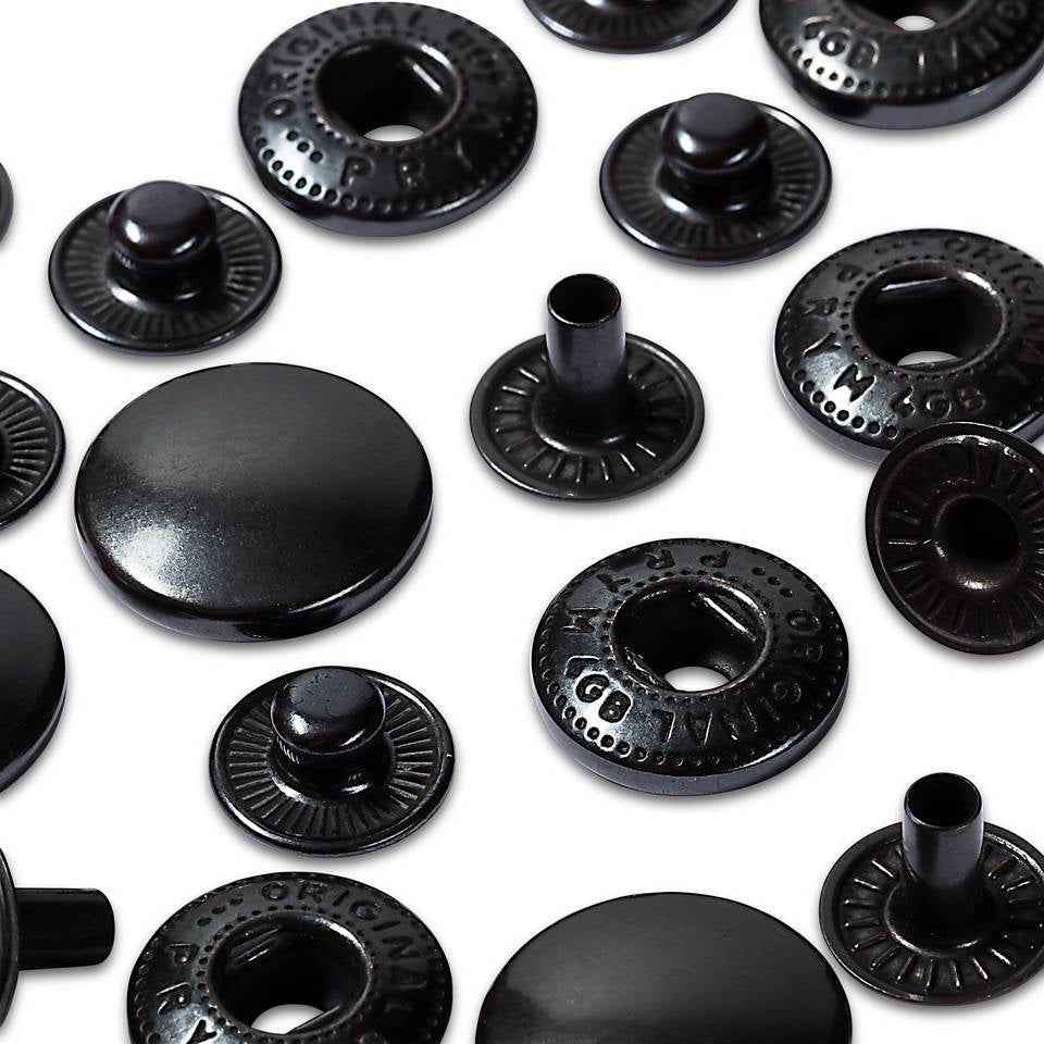 Prym Ösen Ø 15 mm – Messing, schwarz, 10 Stück
