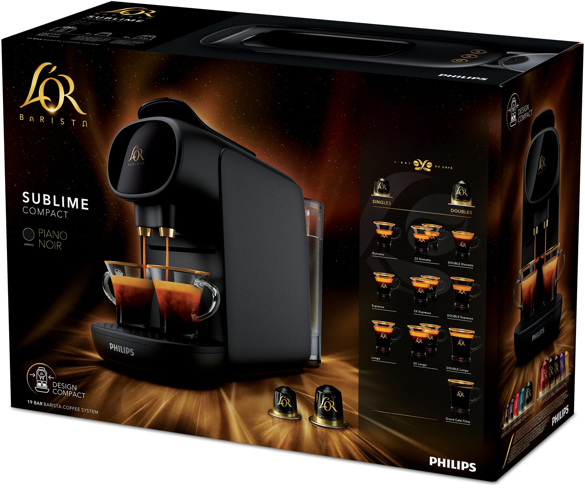 Philips L'Or Barista Sublime LM9012/62 Kapselmaschine – für L'OR Barista- und L'OR Espresso-Kapseln, 0,8 l, Schwarz