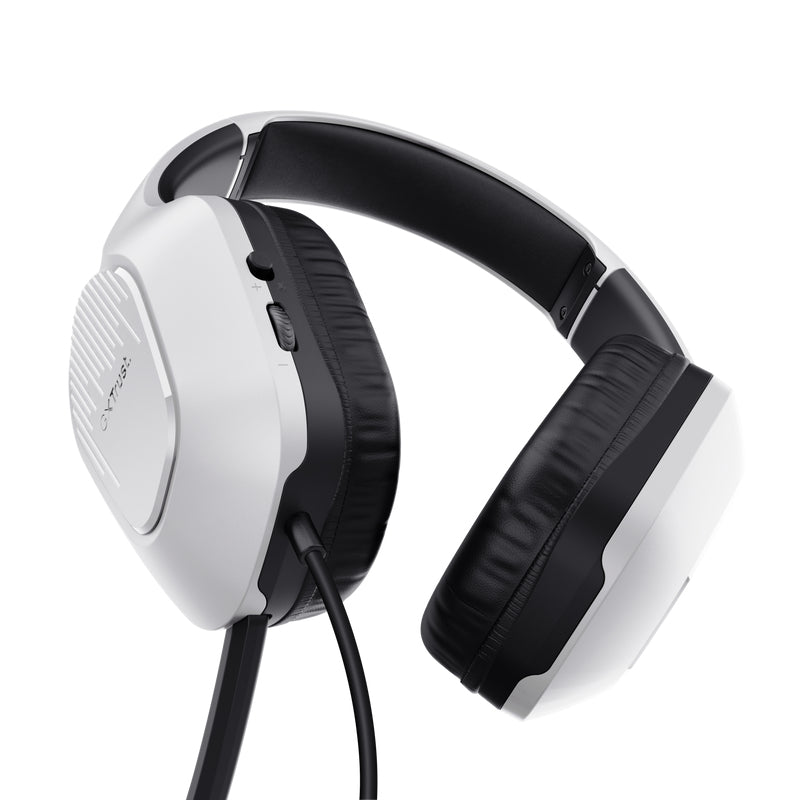 Trust GXT415PS Zirox Gaming-Headset – On-Ear, Stereo, Kabelgebunden, 3,5 mm Klinke, für PlayStation 5 (PS5), Weiss