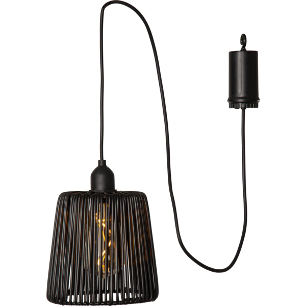 Star Trading Dekorative Aussenleuchte 857-34 – Ø 15 cm – 3000 K – IP44 – Batteriebetrieben – Schwarz, Rattan