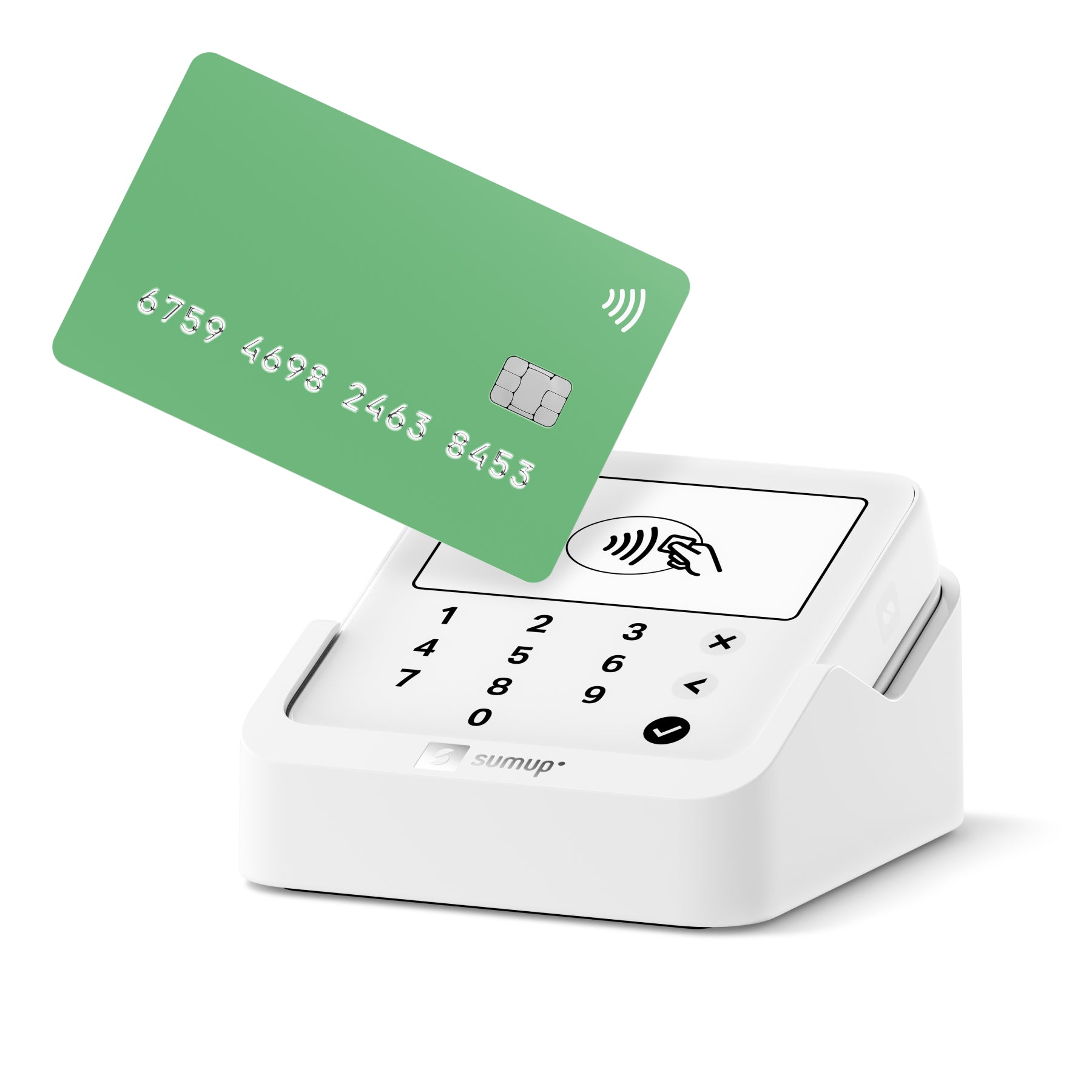 SumUp Solo Lite – Mobiles POS-Terminal – NFC, Bluetooth 4.2, mit Ladestation – Weiss
