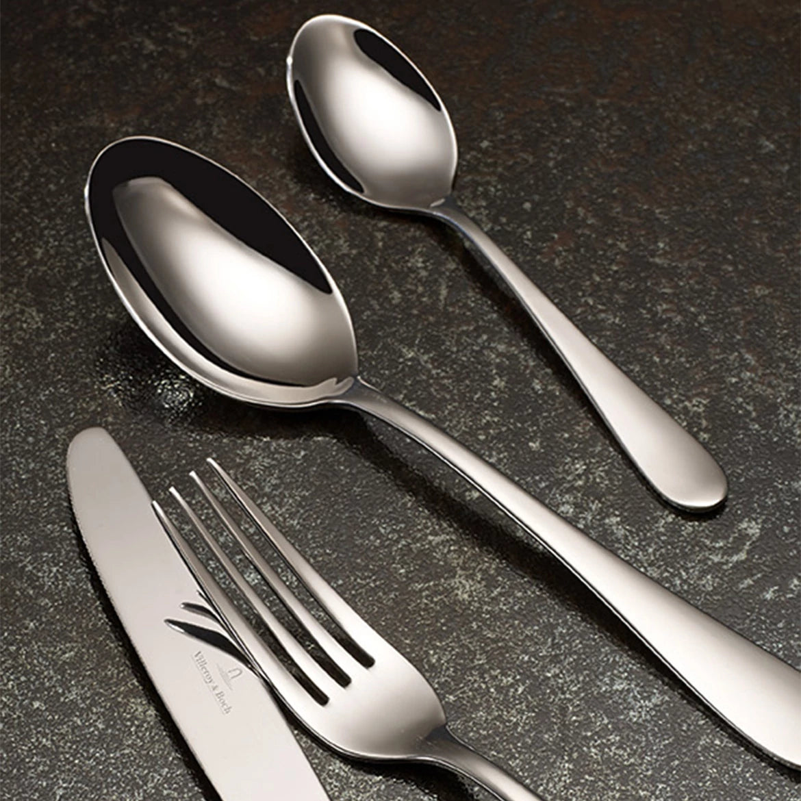 Villeroy & Boch Oscar Tafelbesteck – Edelstahl, Silber, spülmaschinenfest, 30 Stück