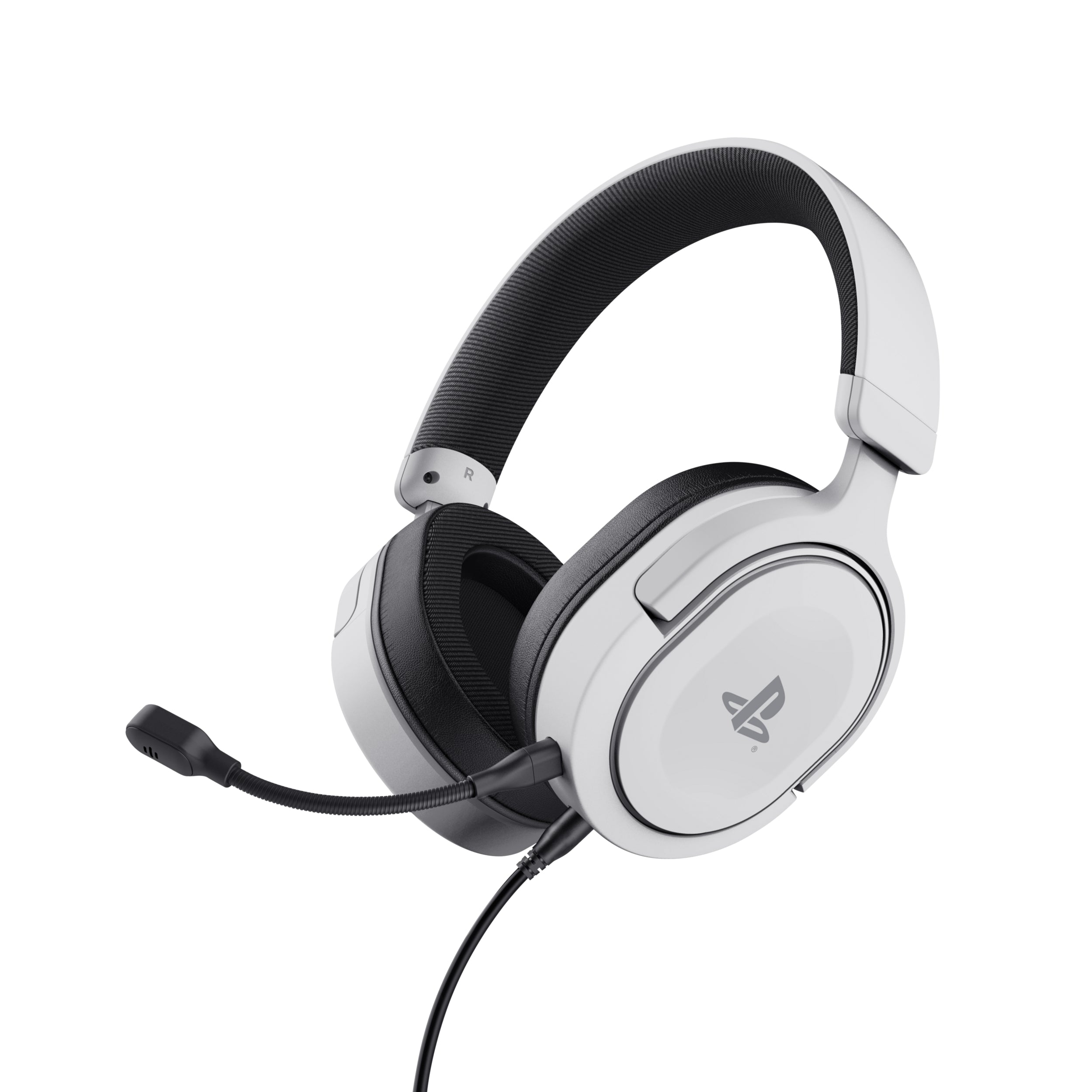 Trust GXT498W Forta – Gaming-Headset Over-Ear – 3,5 mm Klinke, abnehmbares Mikrofon – Weiss – für PS5/PS4/PC