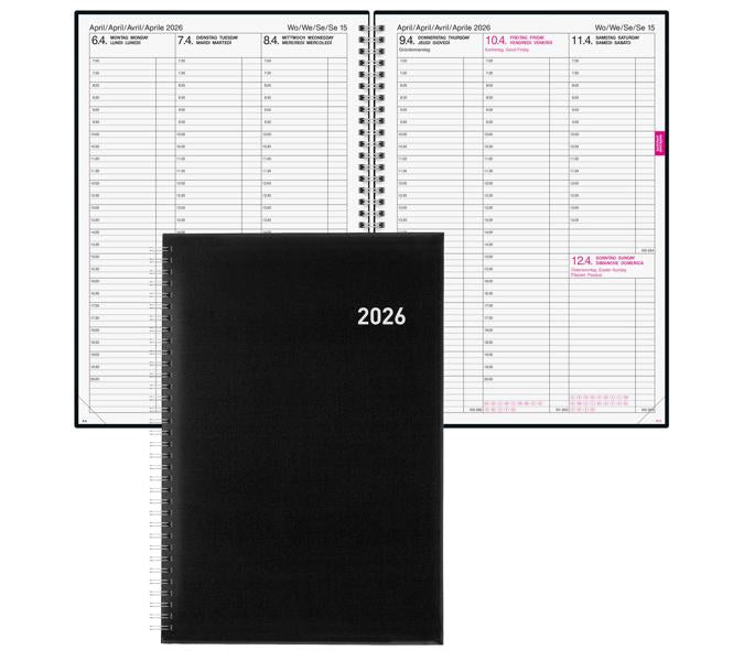 Biella Quarta Agenda – 1 Woche/2 Seiten, gebunden, A4, Jan–Dez, 2026
