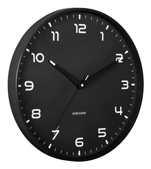 Karlsson Wanduhr Orgullo, Schwarz, Aluminium