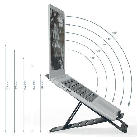 Leitz Laptop-Ständer – bis 17", faltbar, 5 Höhenpositionen – Grau