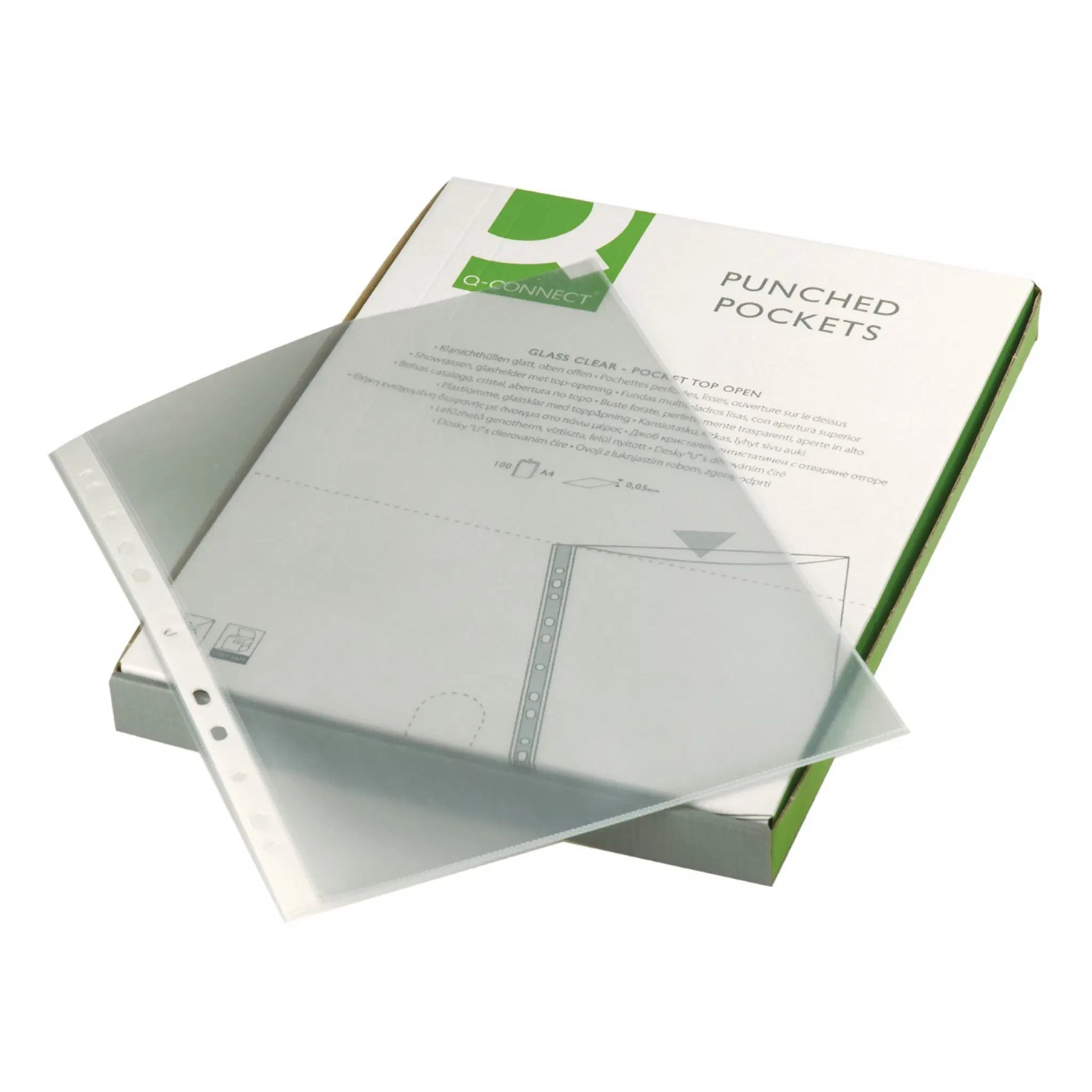 Q-CONNECT Sichtmappe A4 – transparent, Polypropylen, glänzend, 50 µm, 100er-Pack