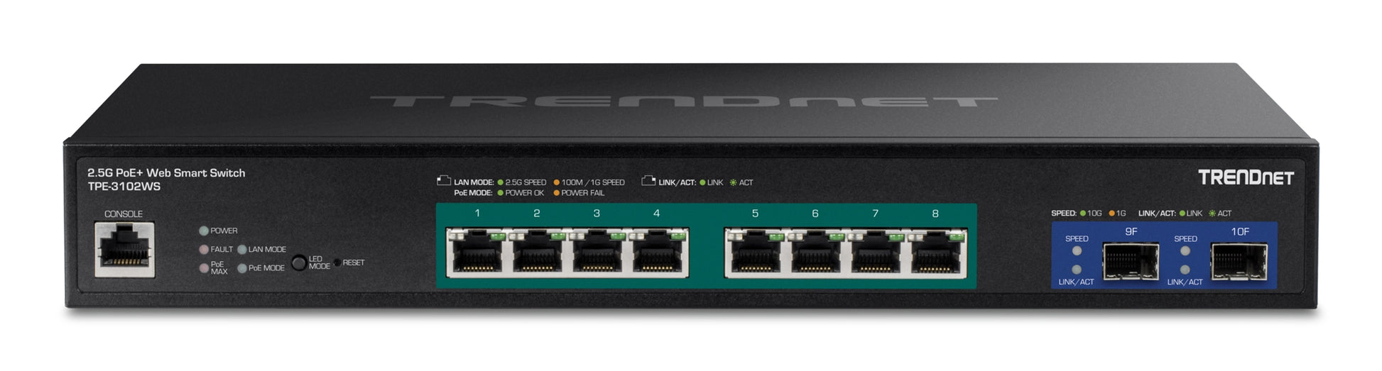 Trendnet TPE-3102WS – Managed Switch – 8×2,5G, 2×10G SFP+, PoE+ 240 W, 1U