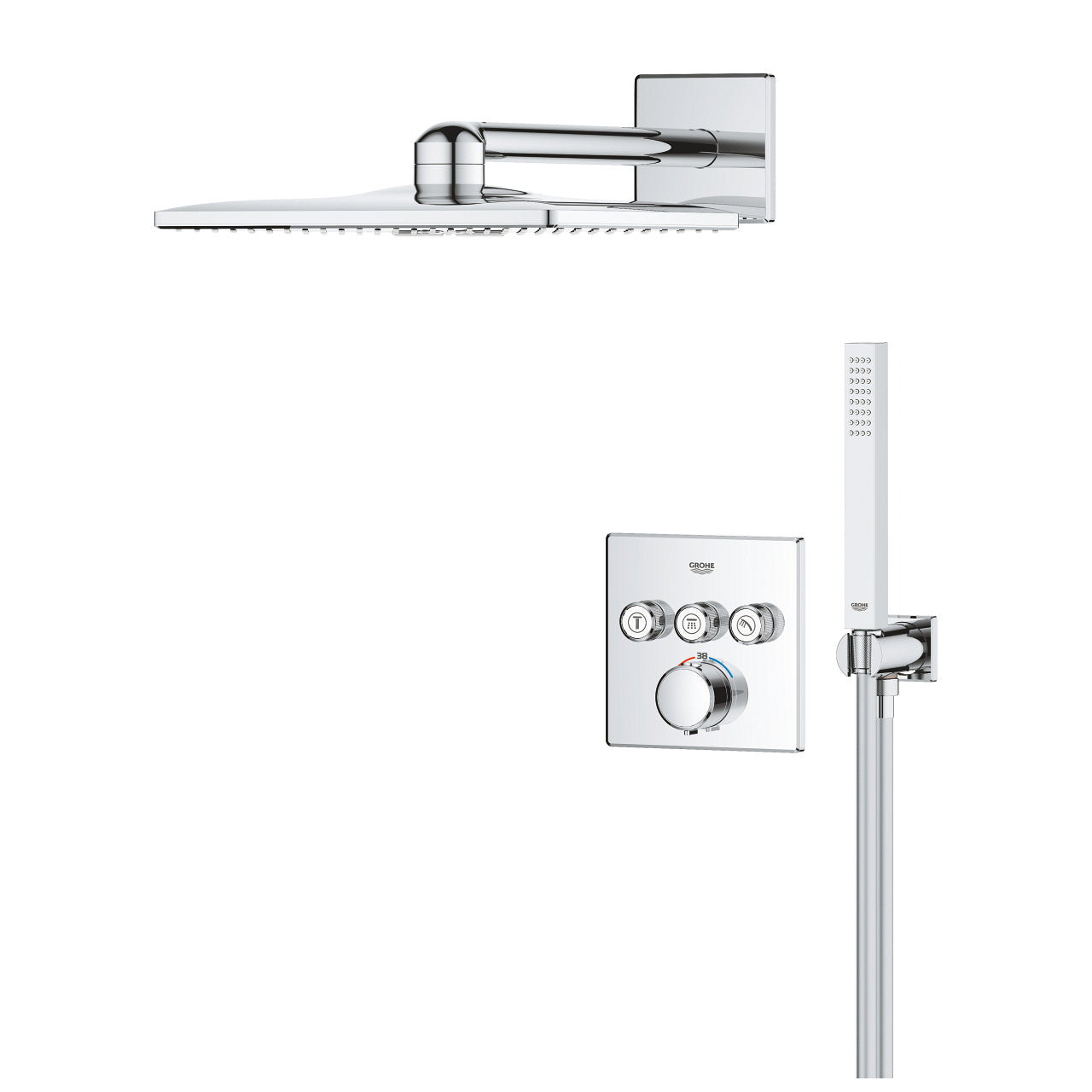 GROHE Badebatterie (Unterputz) SmartControl – Thermostat, Kunststoff/Chrom, Silber