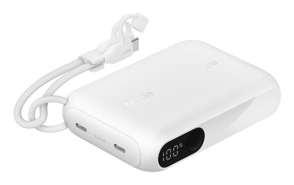 Belkin Powerbank 10'000 mAh – 20 W PD, 2× USB-C, weiss