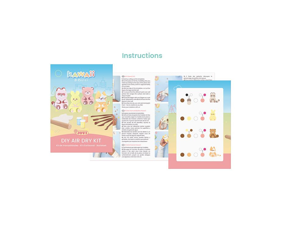 Jovi Kawaii Kreativ – Knete-/Modelliermasse-Set – 500 g – lufthärtend – 8 Farben – ab 6 Jahren