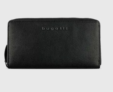 Bugatti cases Bugatti – Damenlangbörse Bella – RFID-Schutz, Münzfach, Reissverschluss – 185 × 100 × 25 mm – Schwarz – Rindleder