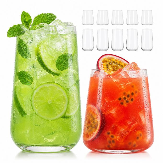 Relaxdays Trinkgläser – 12er Set, 550 ml, Ø 9 cm, Glas, Transparent, spülmaschinenfest