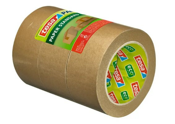 tesa Papierverpackungsband ecoLogo Standard – 38 mm × 25 m, braun, stark, eco:plus