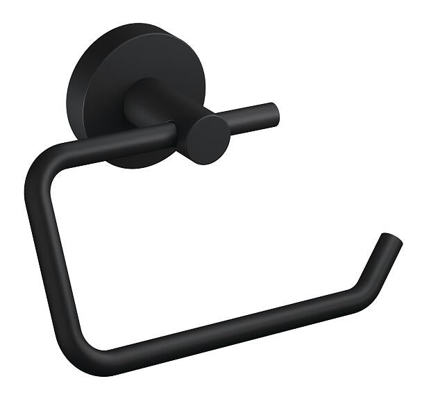 TESA MOON BLACK – Toilettenpapierhalter – Stahl matt, schwarz, wandmontiert, klebend, 14 × 5,3 × 9,9 cm