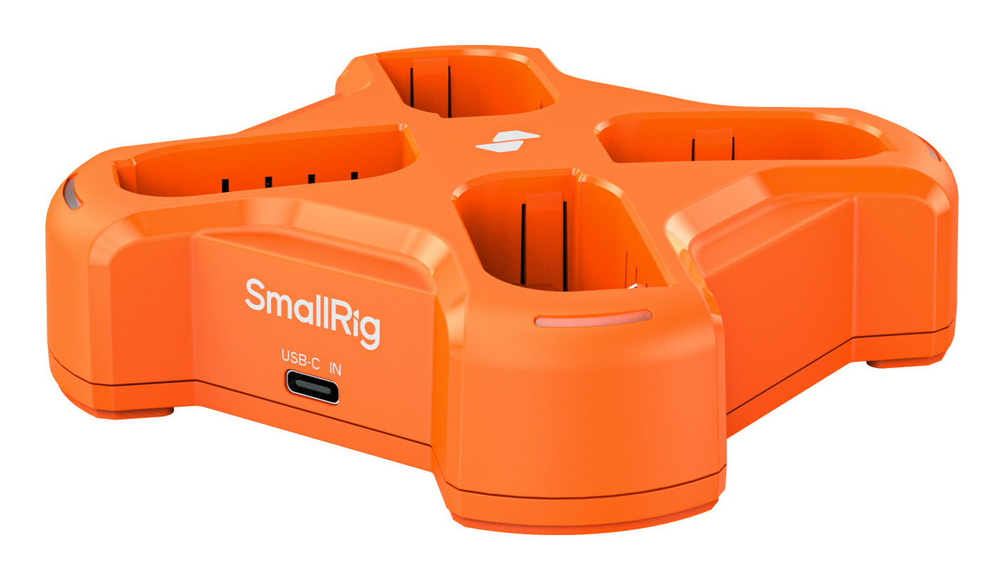 SmallRig 5748 Akkulader – für Panasonic DMW-BLK22 – 4-fach, USB, 3 A – Orange