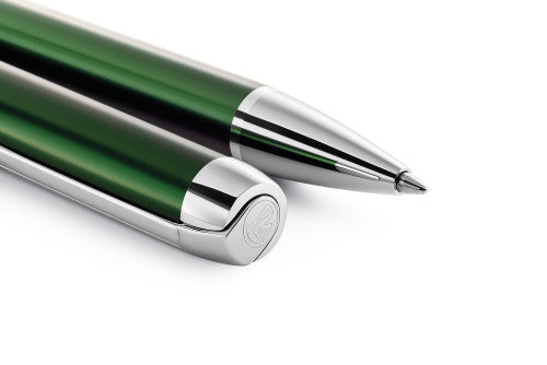 Pelikan Pura K40 Kugelschreiber – Schwarz, Deckel, Aluminium, Grün, nachfüllbar